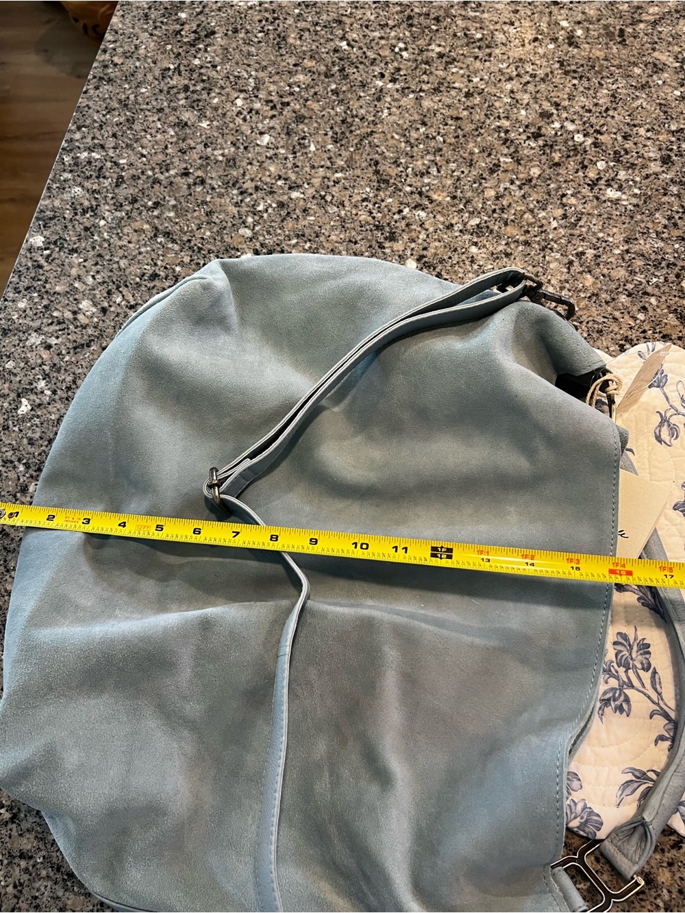 NWT Free People Suzie Suede Soft Light Blue Leather Shoulder Bag - Picture 12 of 12
